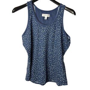 Live Love Lounge Karen Neuburger Tank Top Size M Polka Dots Blue White